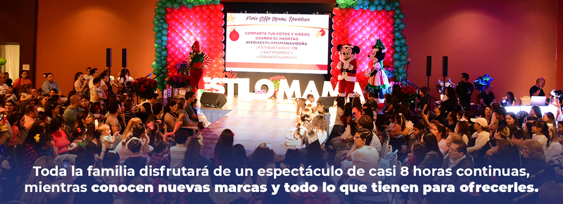 Escenario de Feria Estilo Mam con show de Minie y Mickey de Navidad