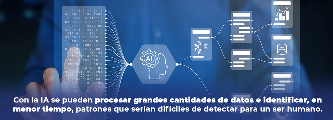 Mano presionando cdigos que pasan por inteligencia artificial para realizar mltiples tareas